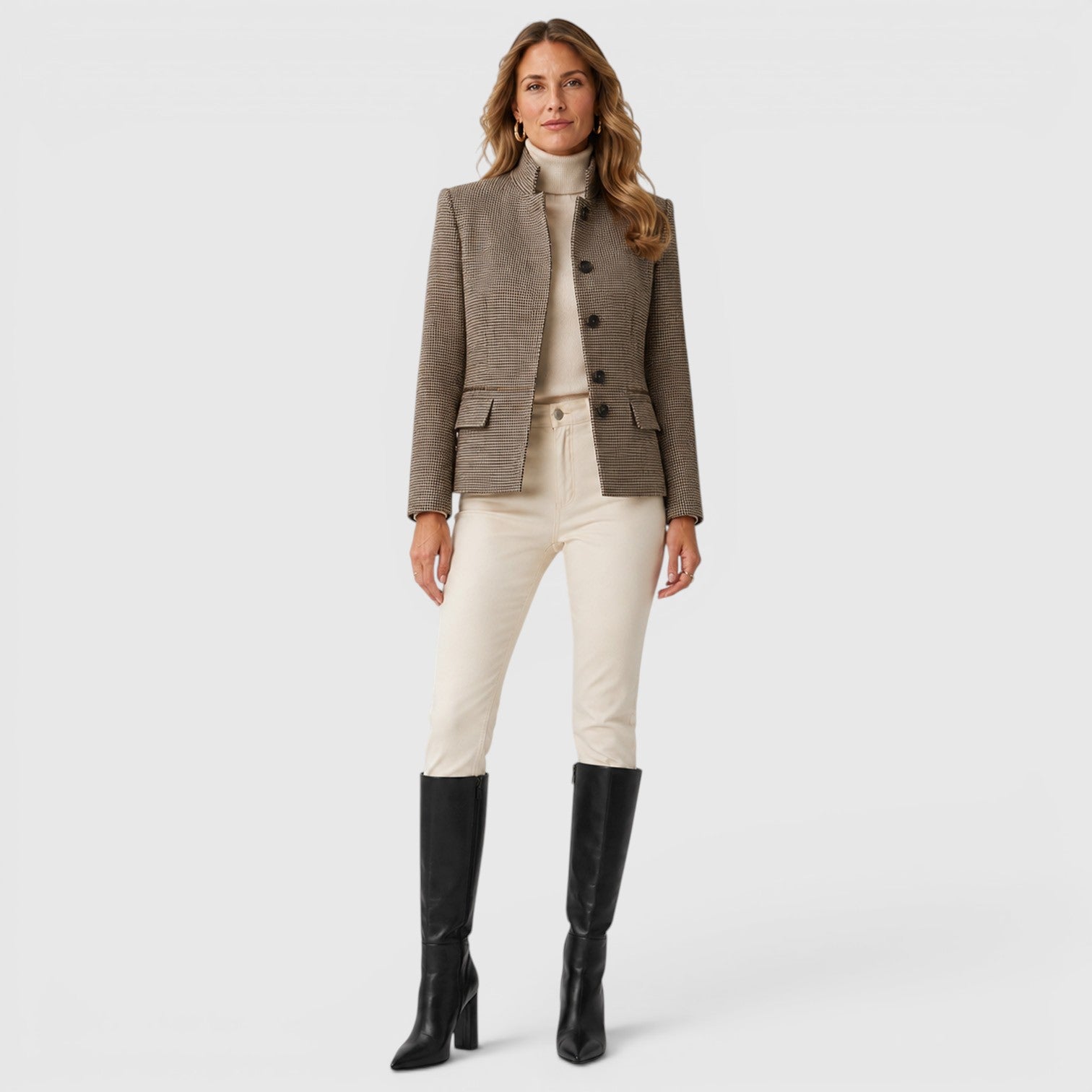 Monvaline | Women's Pointed Toe Chunky Heel Knee High Boots
