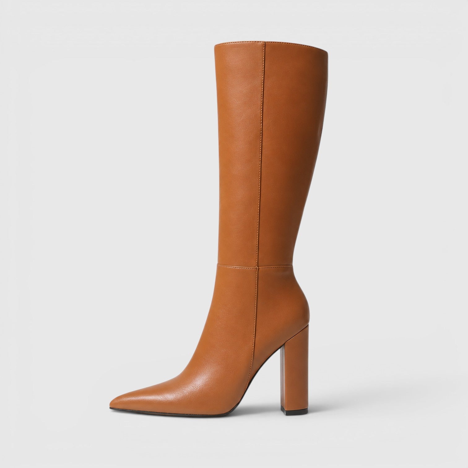 Monvaline | Women's Pointed Toe Chunky Heel Knee High Boots