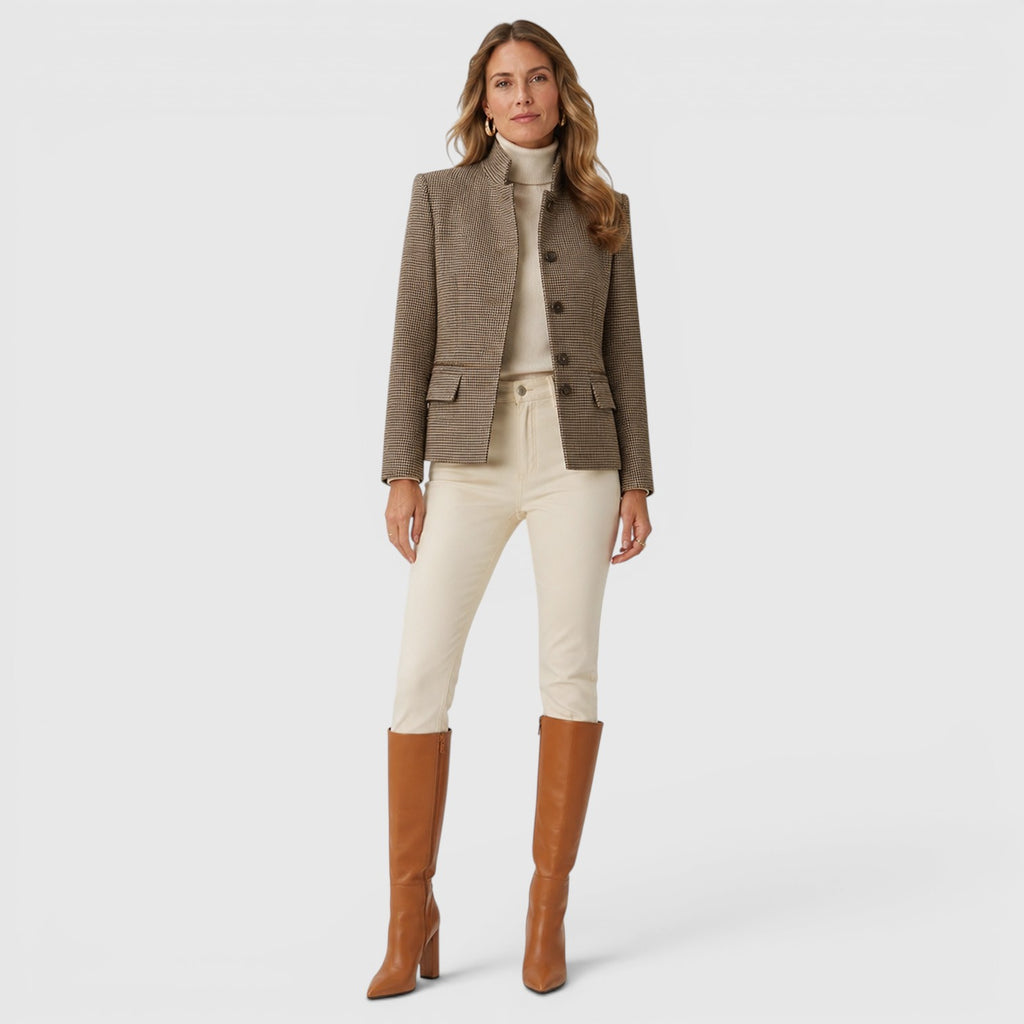 Monvaline | Women's Pointed Toe Chunky Heel Knee High Boots