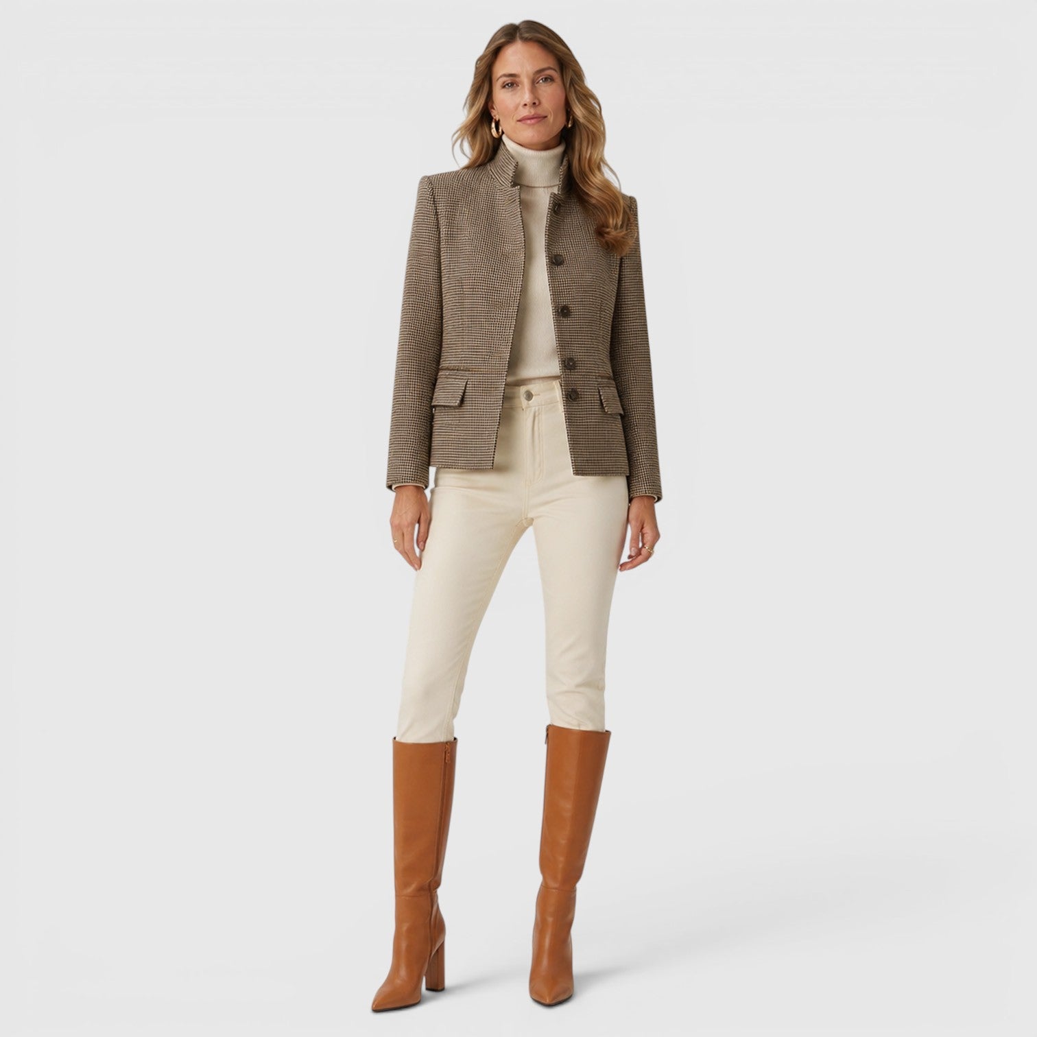 Monvaline | Women's Pointed Toe Chunky Heel Knee High Boots