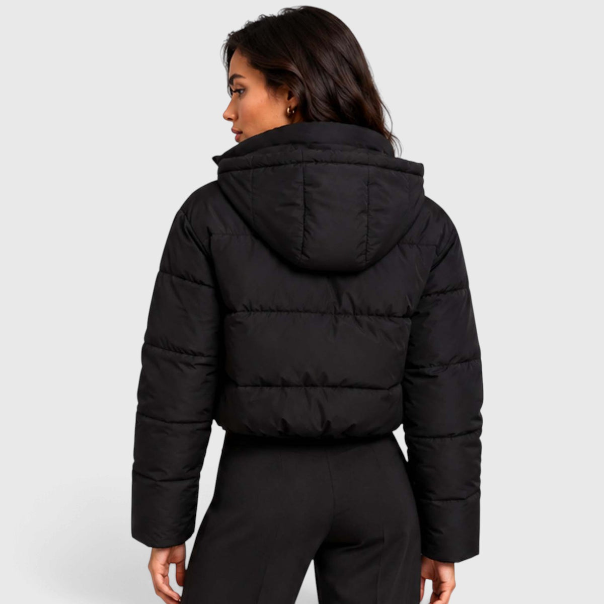 Monvaline | Women's Quilted Cropped Puffer Jacket with Hood