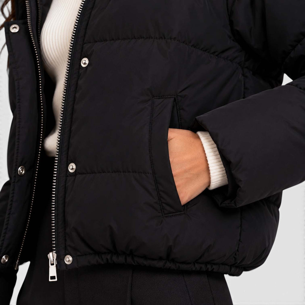 Monvaline | Women's Quilted Cropped Puffer Jacket with Hood