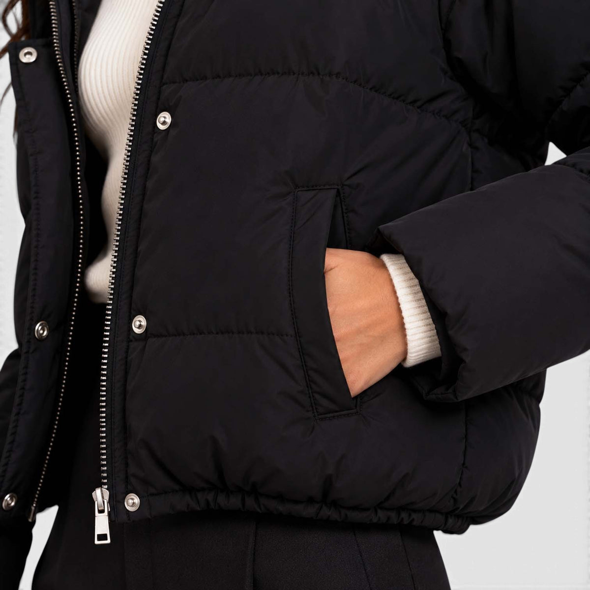 Monvaline | Women's Quilted Cropped Puffer Jacket with Hood