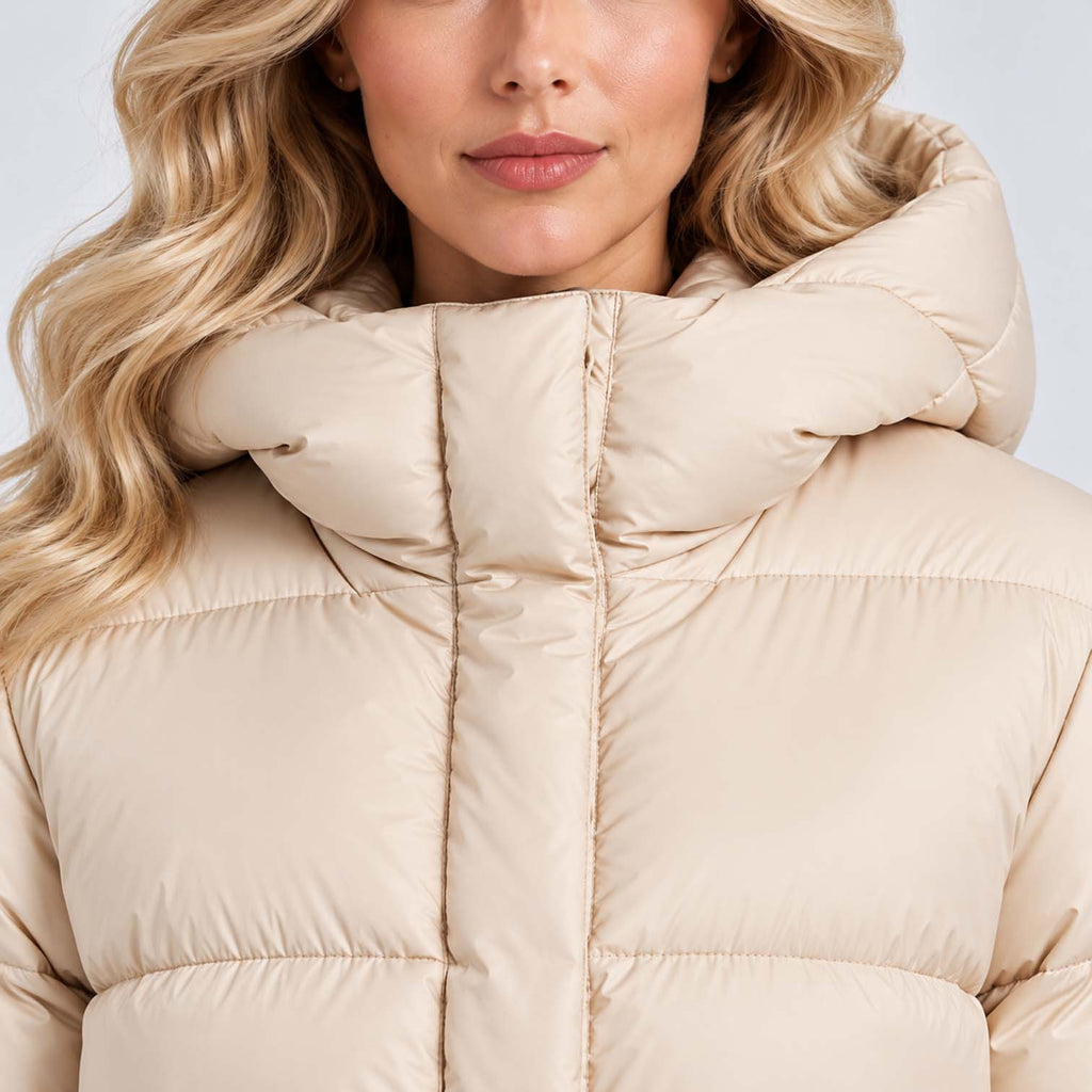 Monvaline | Women's Quilted Puffer Jacket with Drawstring Waist