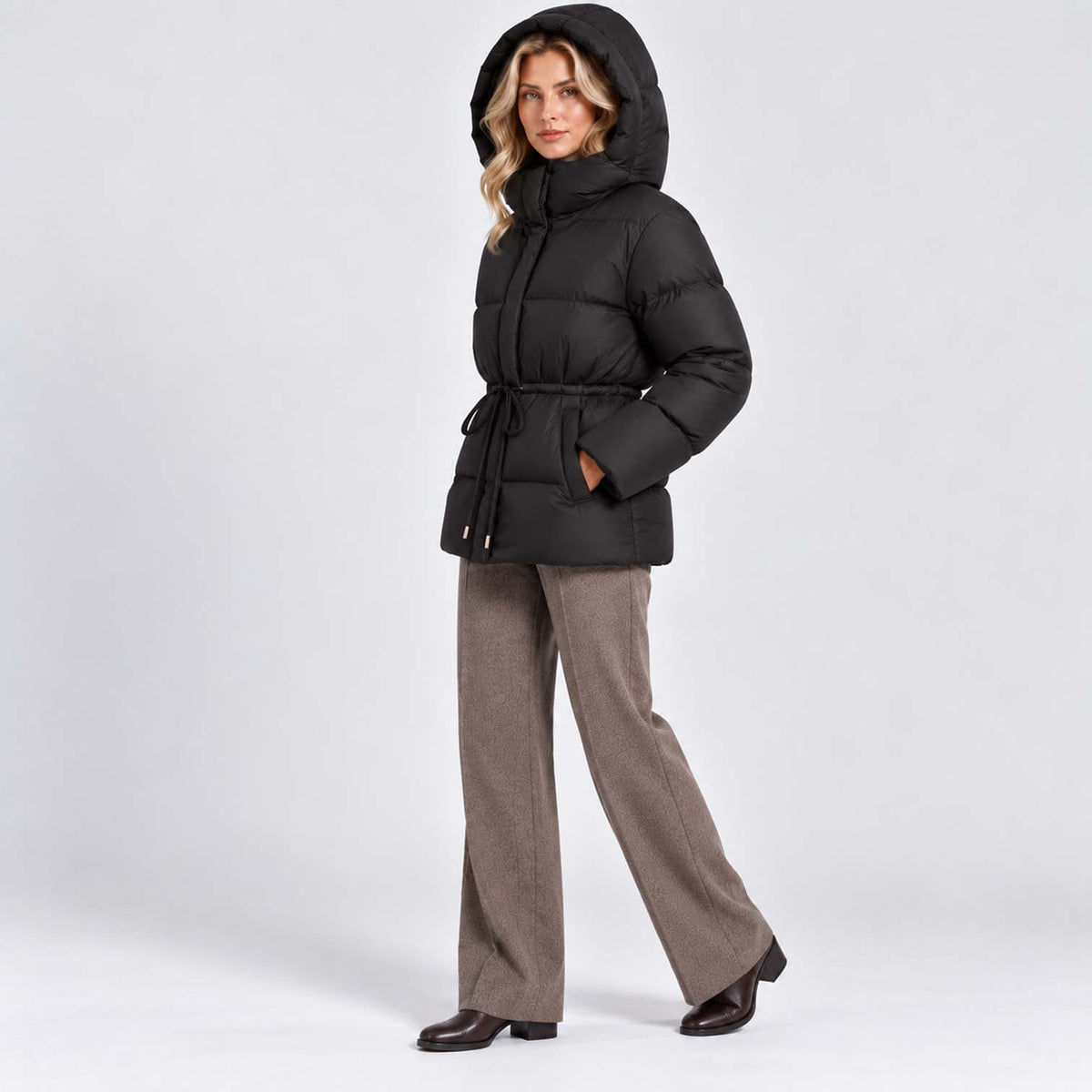 Monvaline | Women's Quilted Puffer Jacket with Drawstring Waist