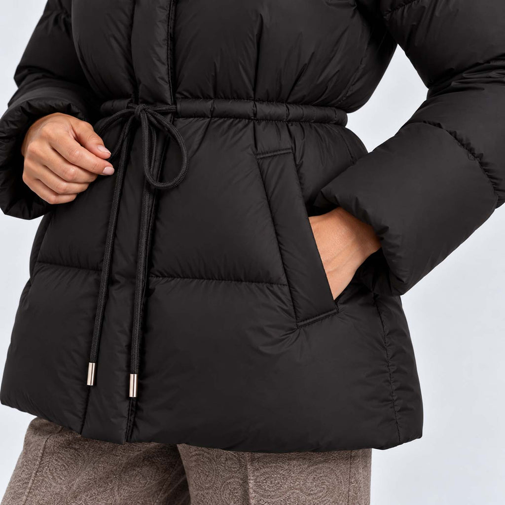 Monvaline | Women's Quilted Puffer Jacket with Drawstring Waist