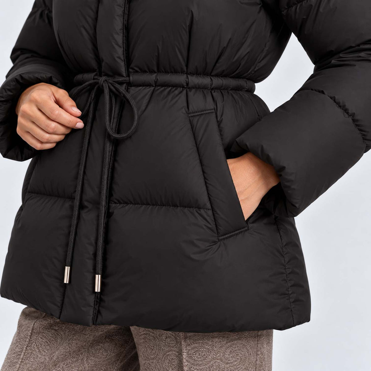 Monvaline | Women's Quilted Puffer Jacket with Drawstring Waist