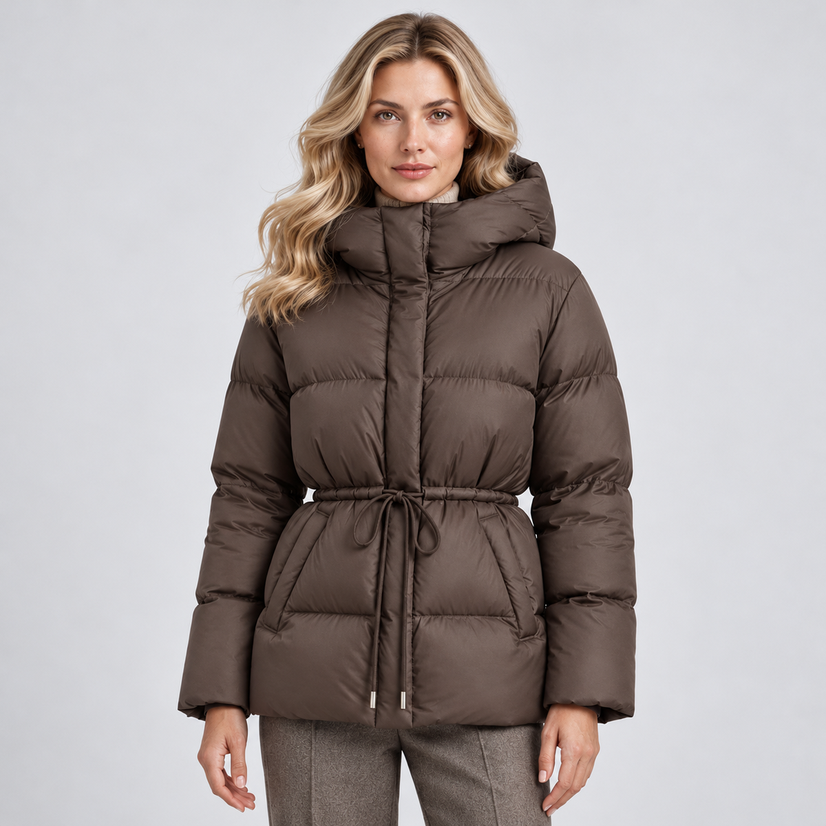 Monvaline | Women's Quilted Puffer Jacket with Drawstring Waist