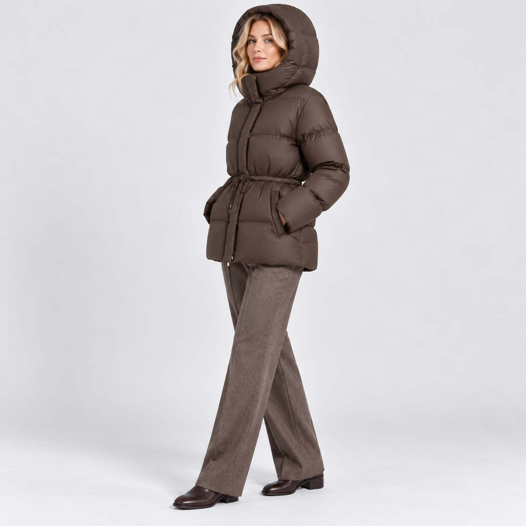 Monvaline | Women's Quilted Puffer Jacket with Drawstring Waist