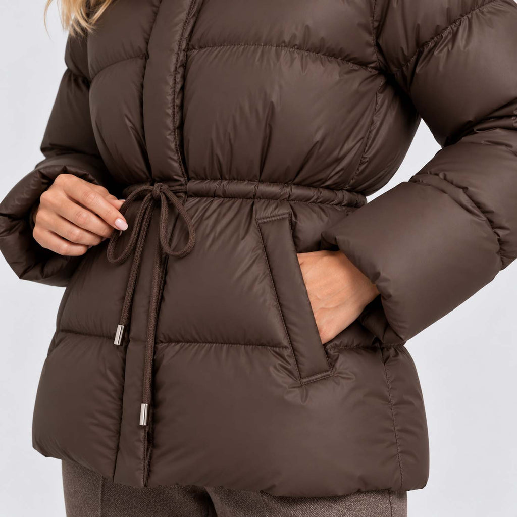 Monvaline | Women's Quilted Puffer Jacket with Drawstring Waist