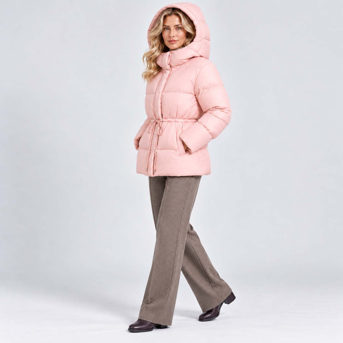 Monvaline | Women's Quilted Puffer Jacket with Drawstring Waist