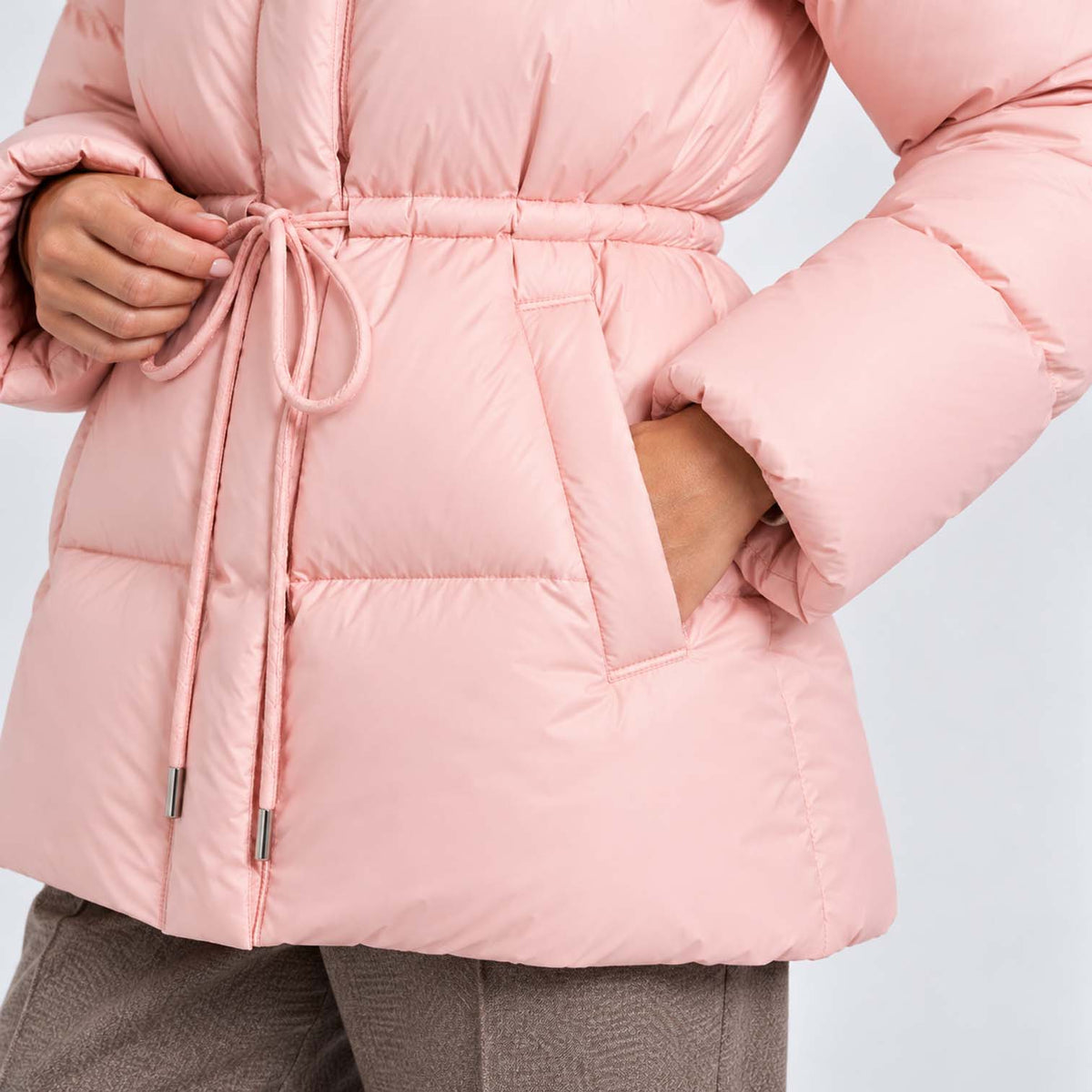 Monvaline | Women's Quilted Puffer Jacket with Drawstring Waist