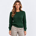 Monvaline | Women's Ribbed Knit Jumper Loose Fit Crew Neck Long Sleeve