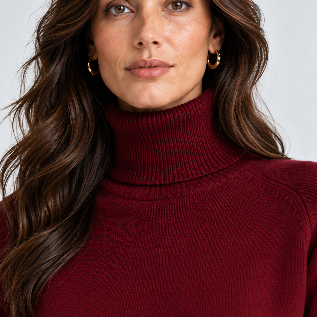 Monvaline | Women's Roll Neck Knitted Jumper – Relaxed Fit