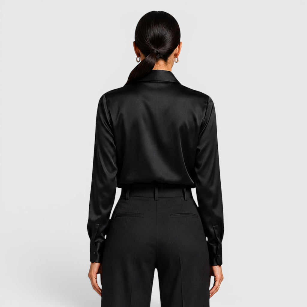 Monvaline | Women's Satin Collared Blouse Elegant Everyday Style