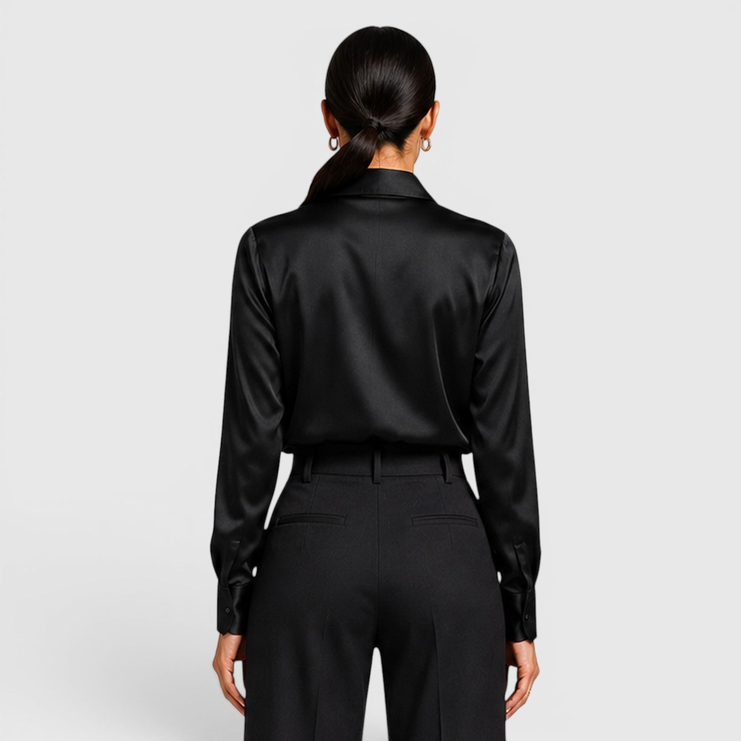 Monvaline | Women's Satin Collared Blouse Elegant Everyday Style