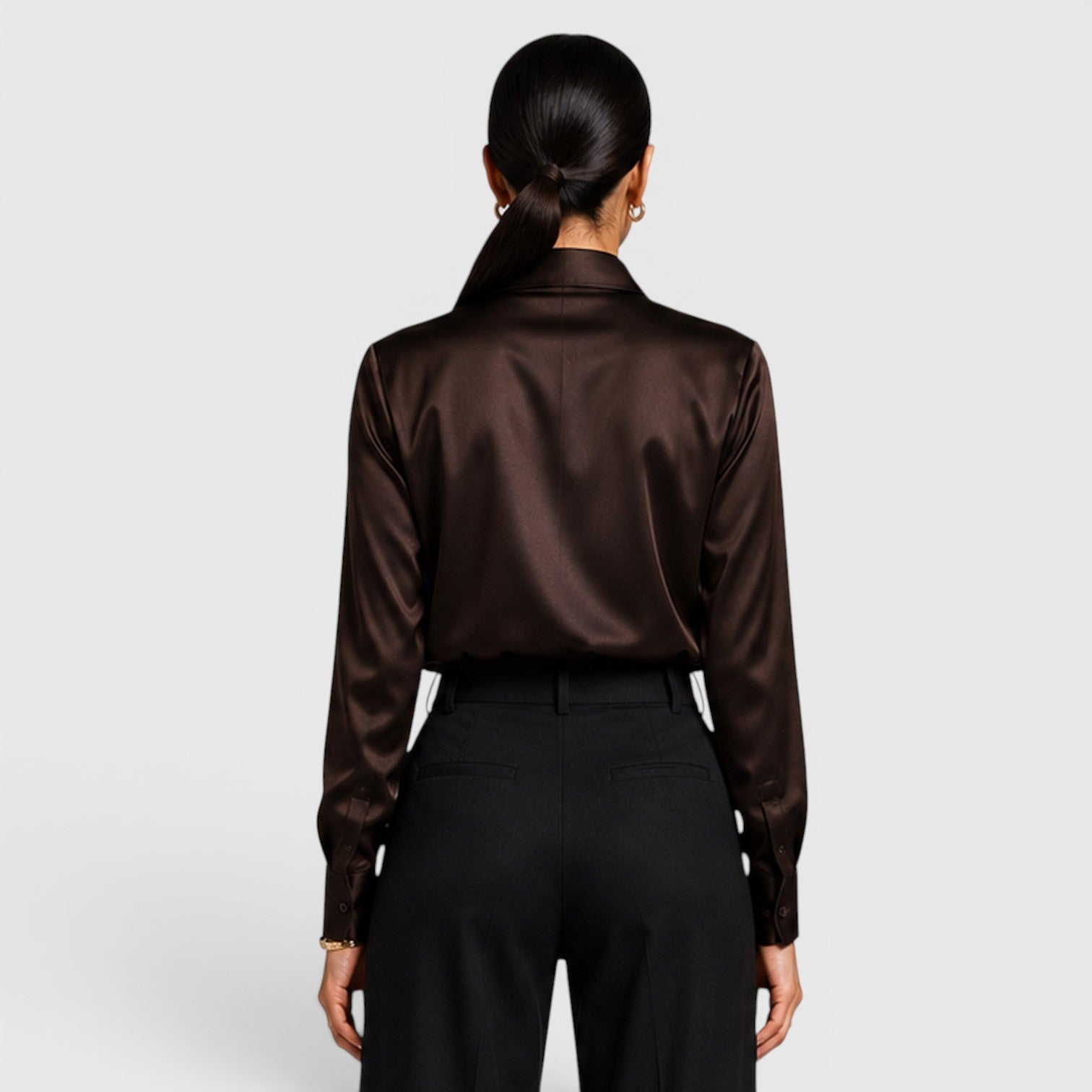 Monvaline | Women's Satin Collared Blouse Elegant Everyday Style
