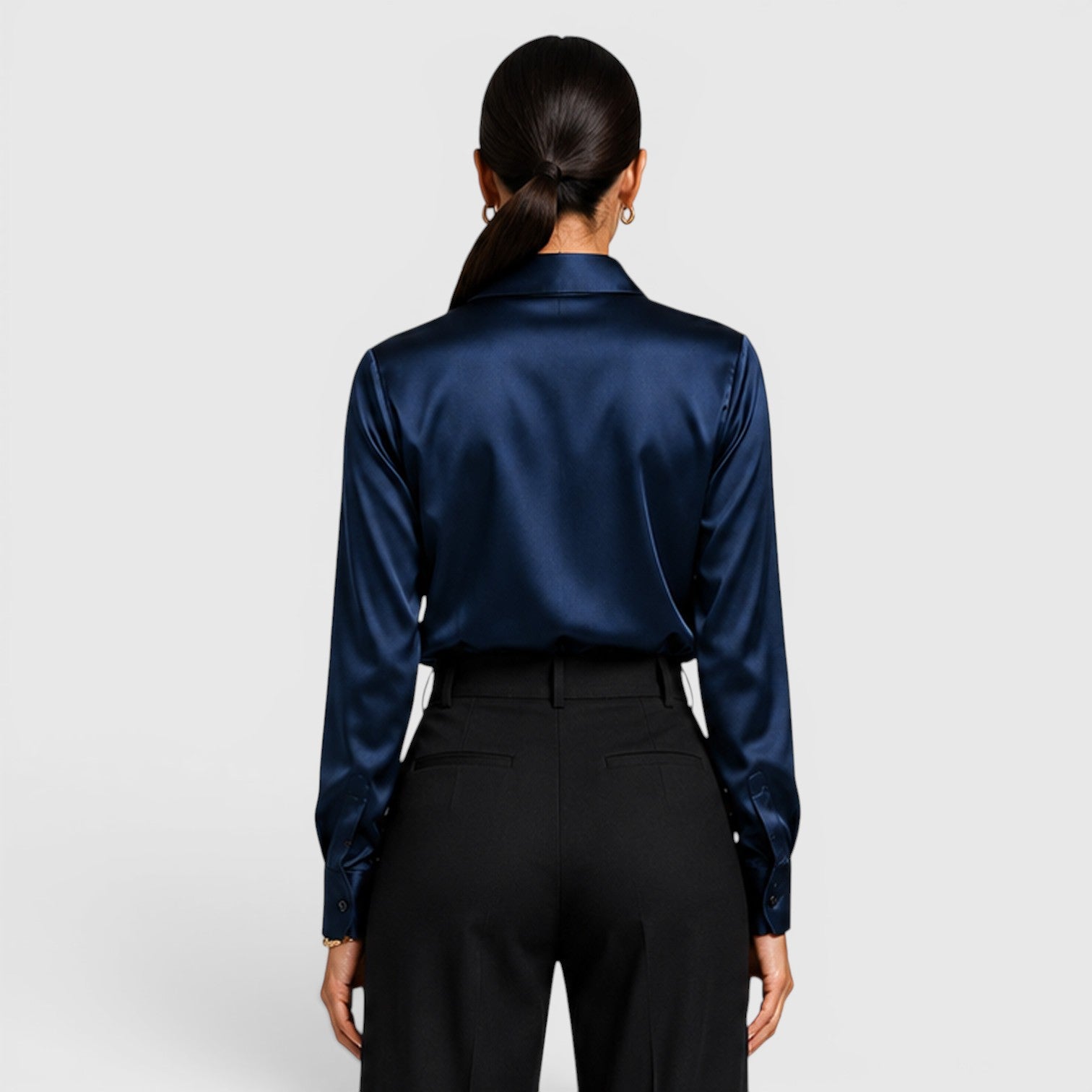 Monvaline | Women's Satin Collared Blouse Elegant Everyday Style