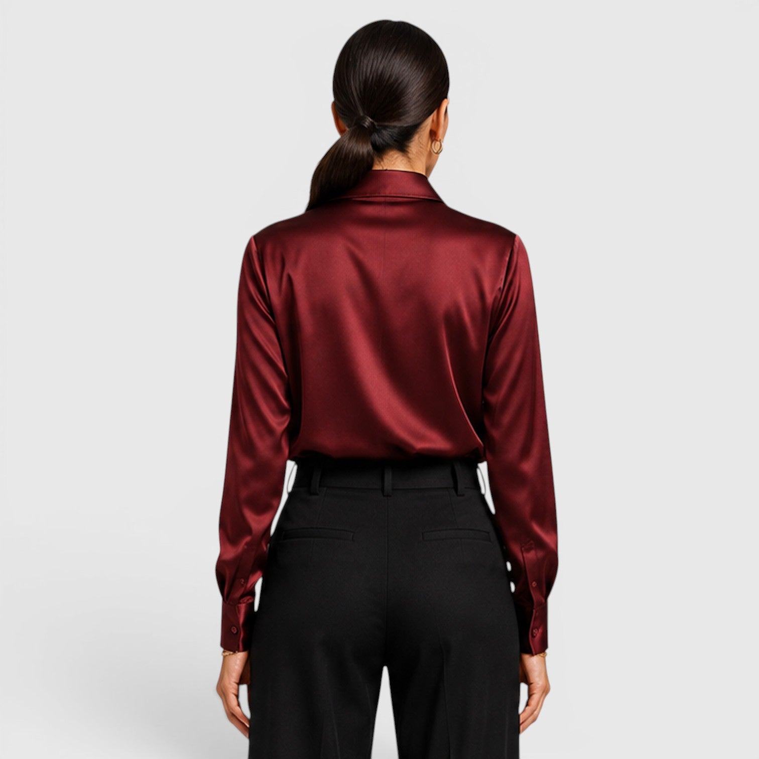 Monvaline | Women's Satin Collared Blouse Elegant Everyday Style
