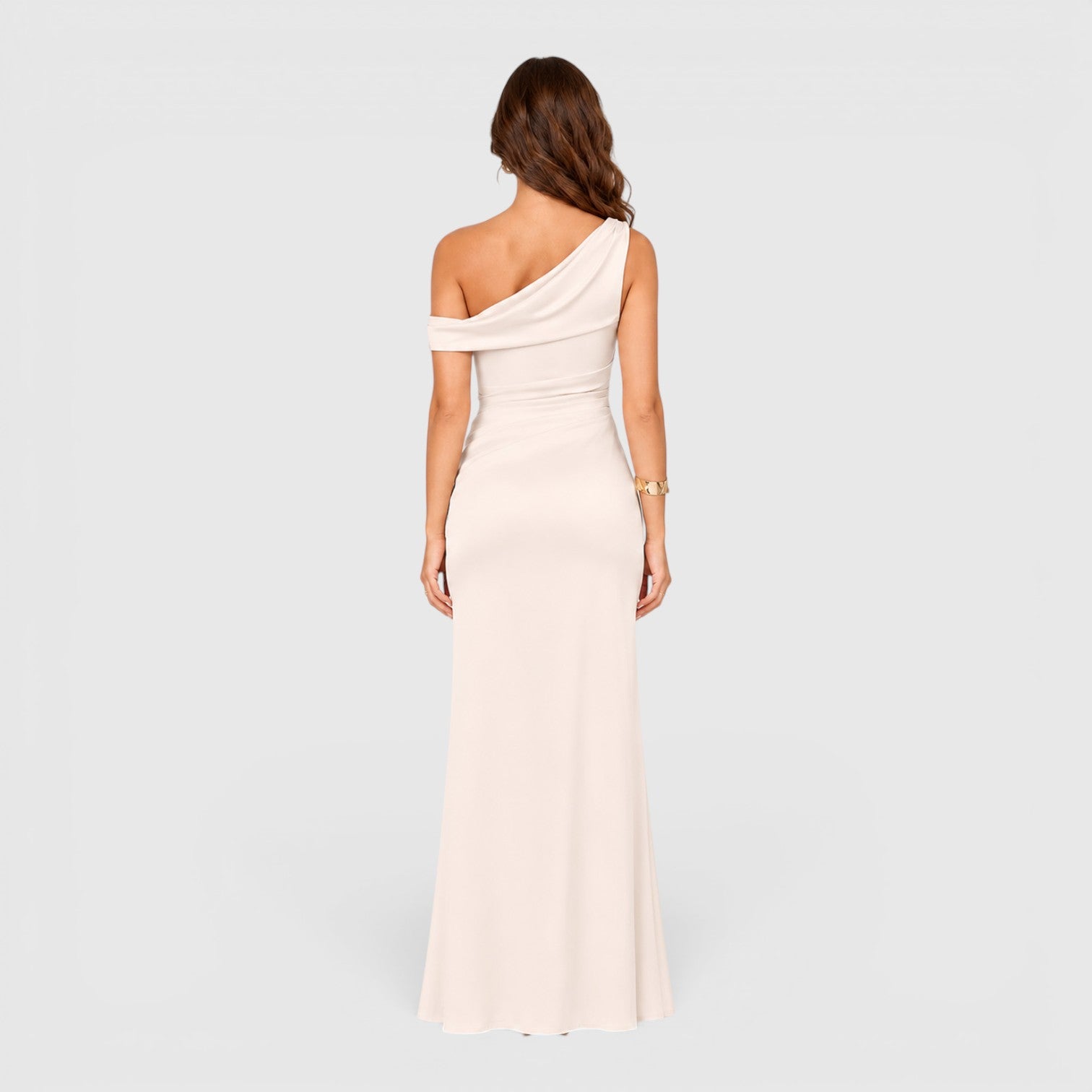 Monvaline | Women's Satin One-Shoulder Elegant Evening Dress