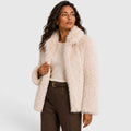 Monvaline | Women's Short Faux Fur Coat – Zip-Up Design