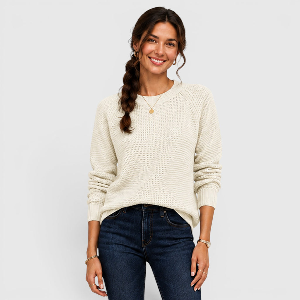 Monvaline | Women's Soft Chenille Crew Neck Jumper for Work