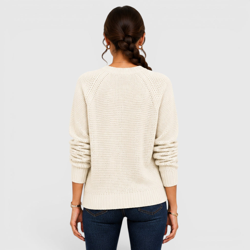 Monvaline | Women's Soft Chenille Crew Neck Jumper for Work