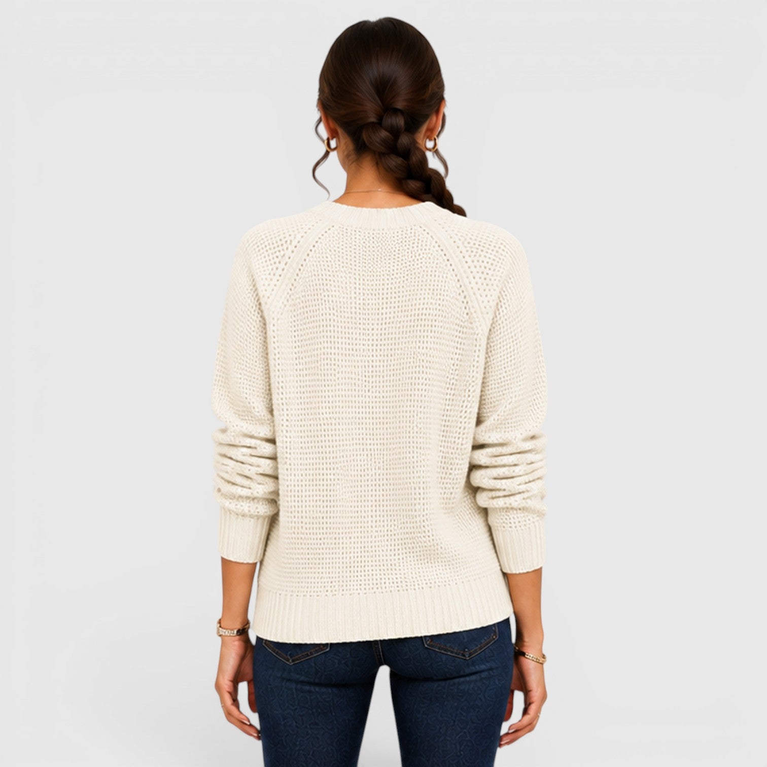 Monvaline | Women's Soft Chenille Crew Neck Jumper for Work