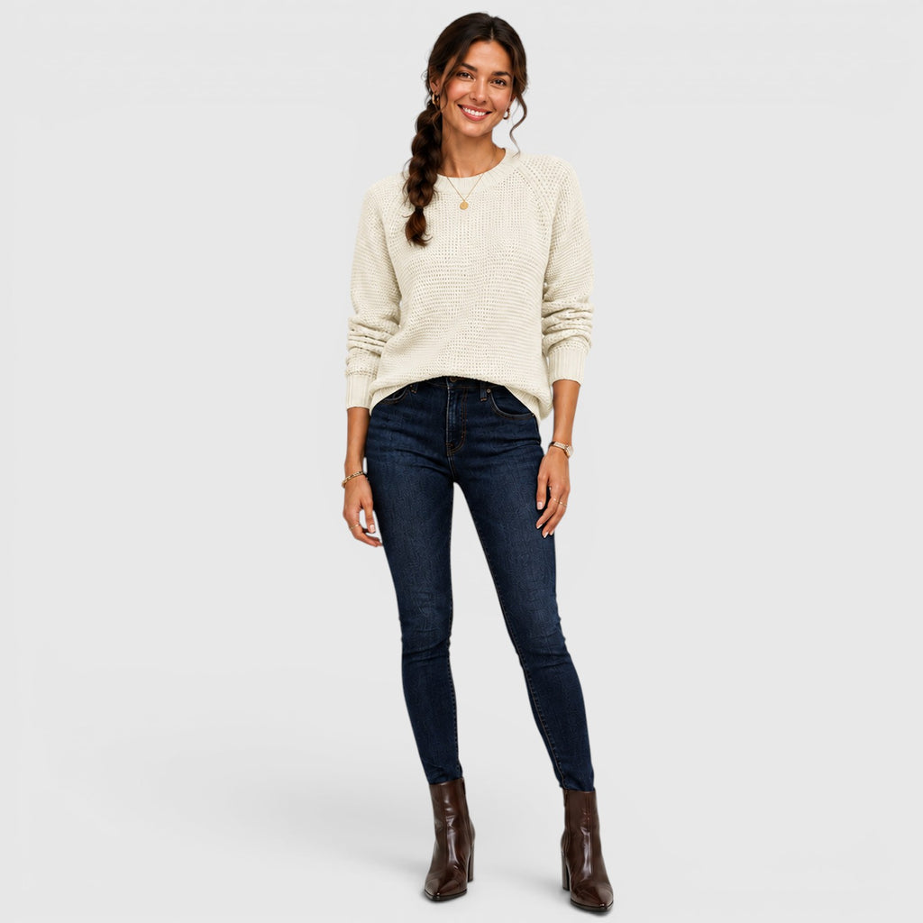 Monvaline | Women's Soft Chenille Crew Neck Jumper for Work