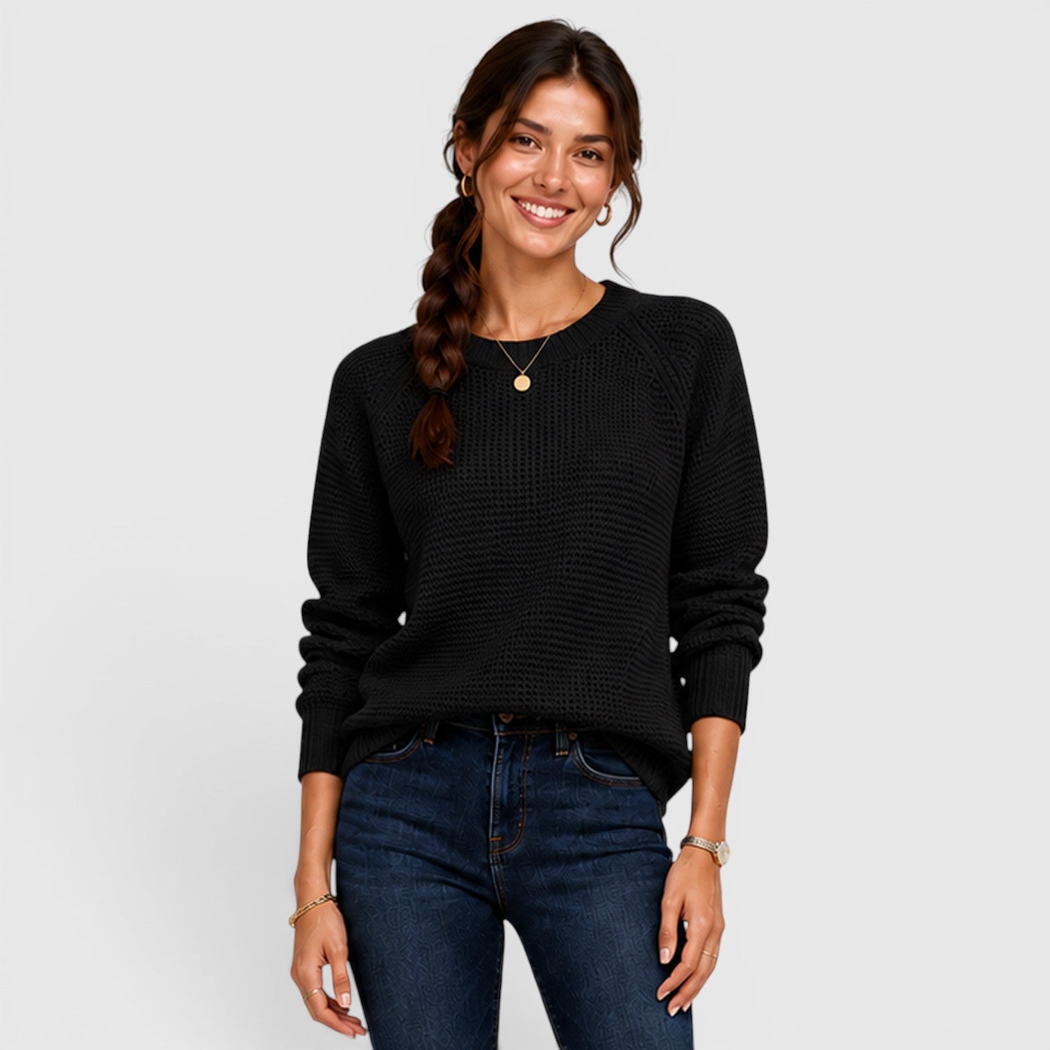 Monvaline | Women's Soft Chenille Crew Neck Jumper for Work
