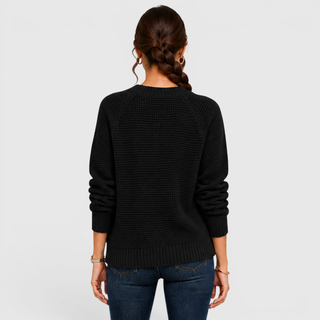 Monvaline | Women's Soft Chenille Crew Neck Jumper for Work