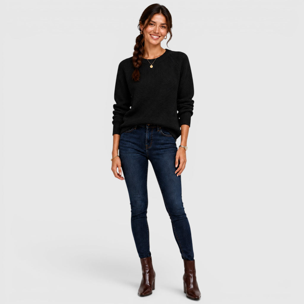 Monvaline | Women's Soft Chenille Crew Neck Jumper for Work