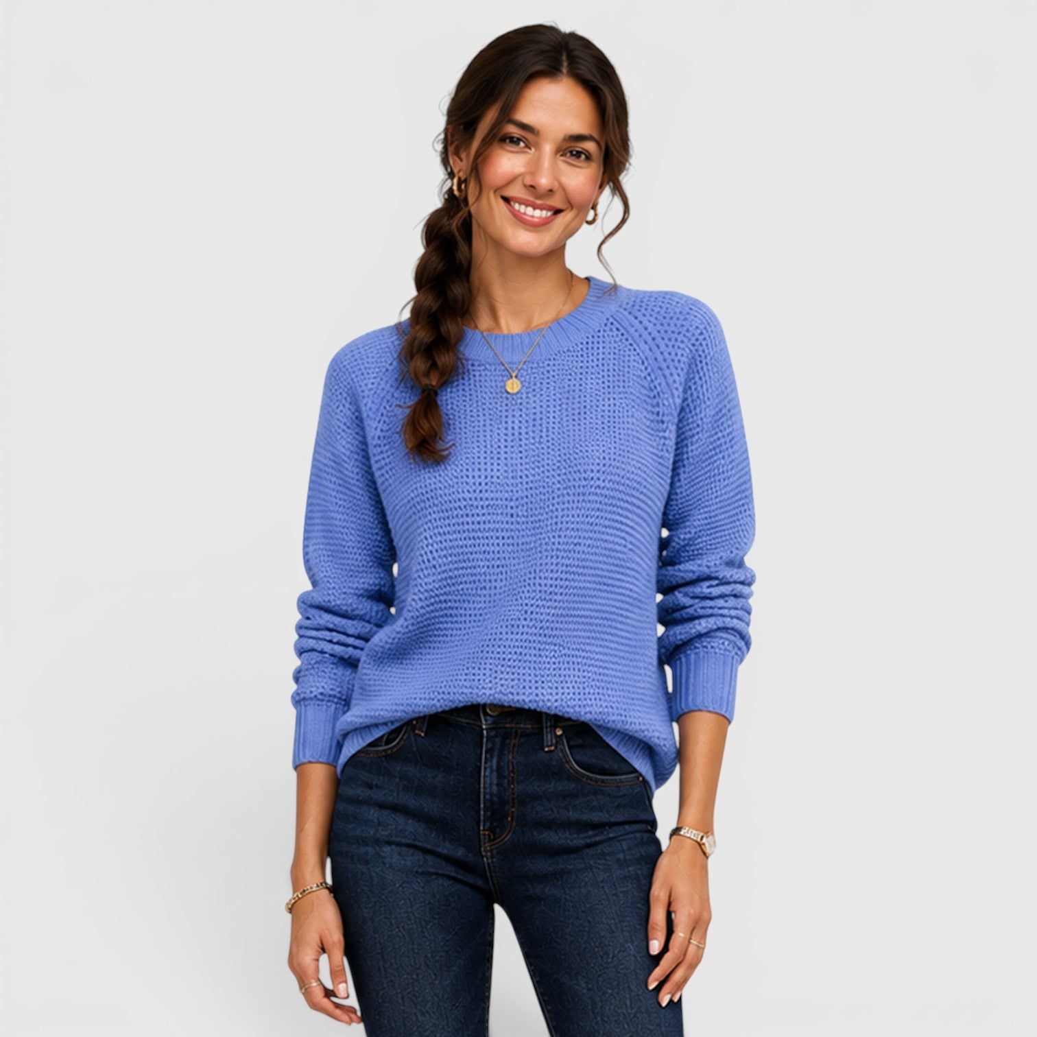 Monvaline | Women's Soft Chenille Crew Neck Jumper for Work