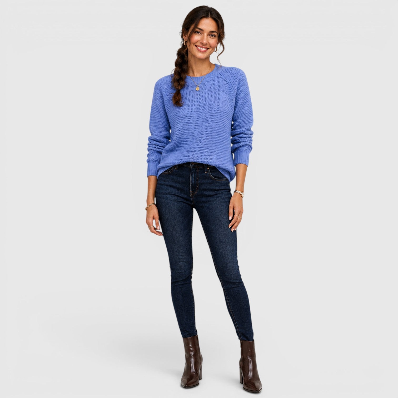 Monvaline | Women's Soft Chenille Crew Neck Jumper for Work