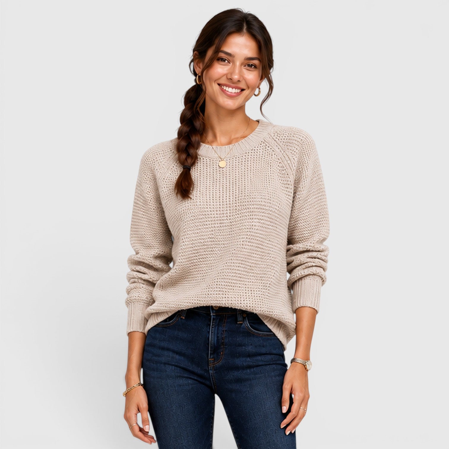 Monvaline | Women's Soft Chenille Crew Neck Jumper for Work