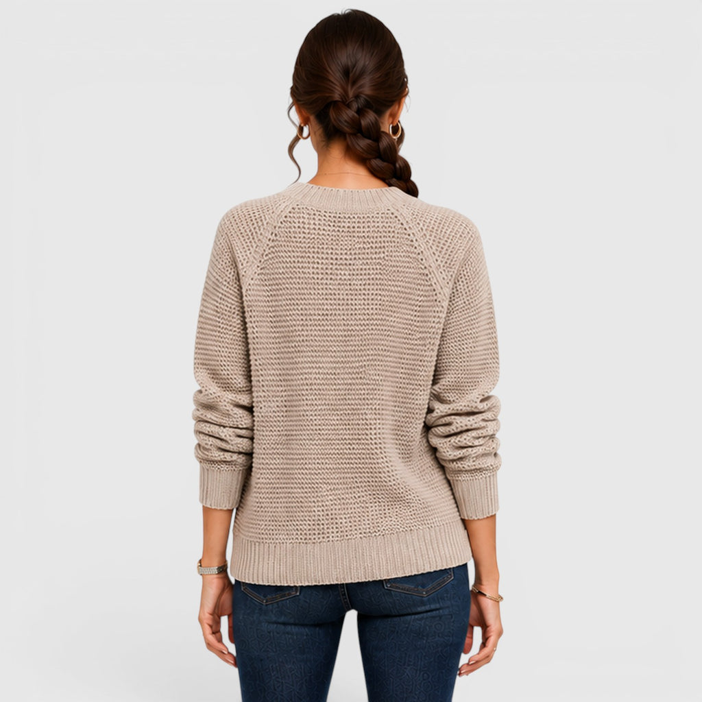 Monvaline | Women's Soft Chenille Crew Neck Jumper for Work