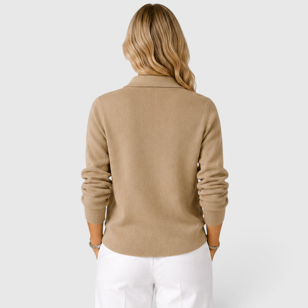 Monvaline | Women's Soft Knit Collared Cardigan Button-Up Classic Style