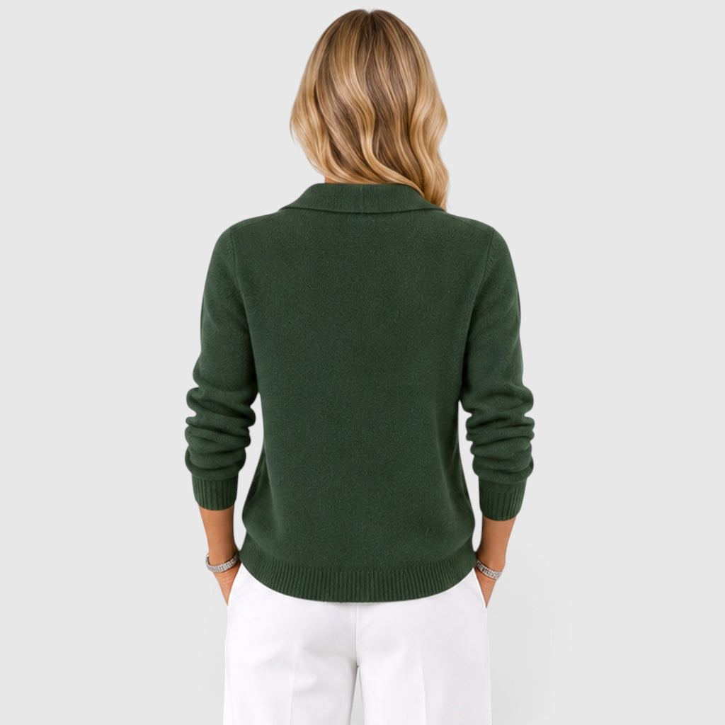 Monvaline | Women's Soft Knit Collared Cardigan Button-Up Classic Style