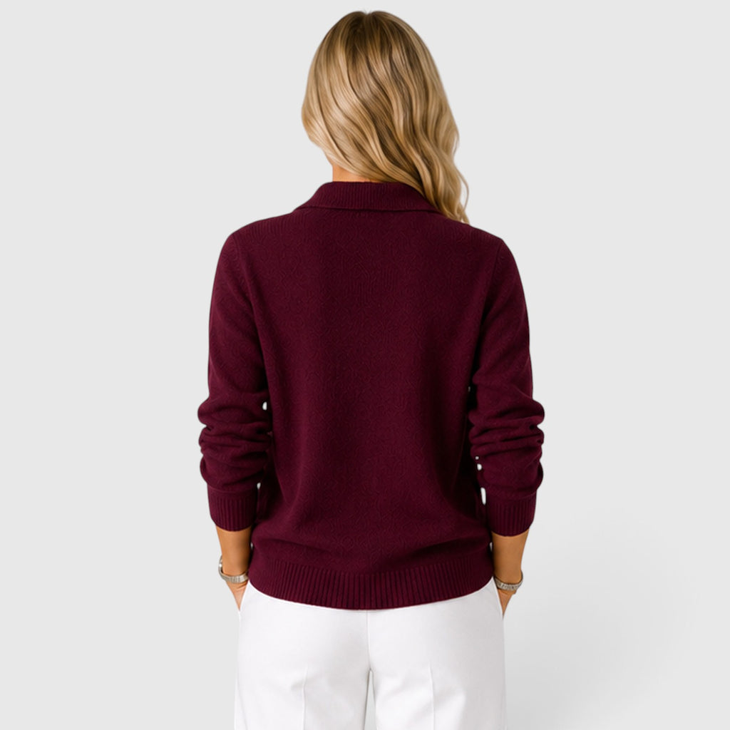 Monvaline | Women's Soft Knit Collared Cardigan Button-Up Classic Style
