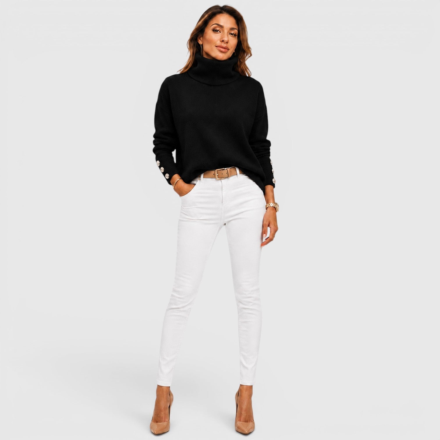 Monvaline | Women's Soft Knit Warm Roll Neck Jumper