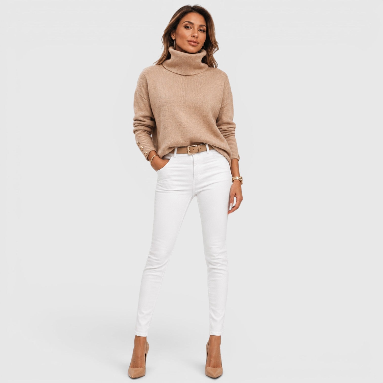 Monvaline | Women's Soft Knit Warm Roll Neck Jumper