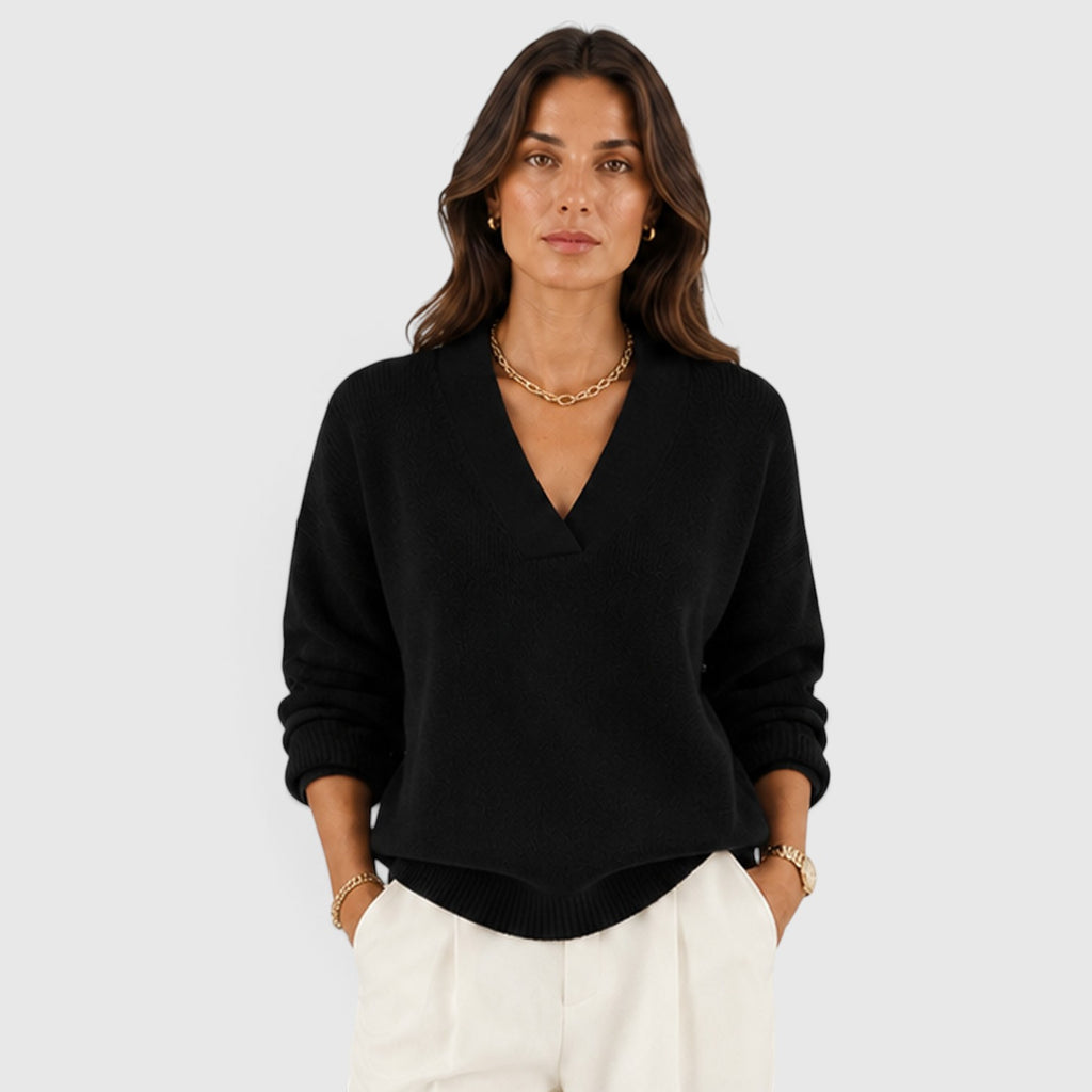 Monvaline | Women's Soft V-Neck Elegant Jumper for Everyday Wear