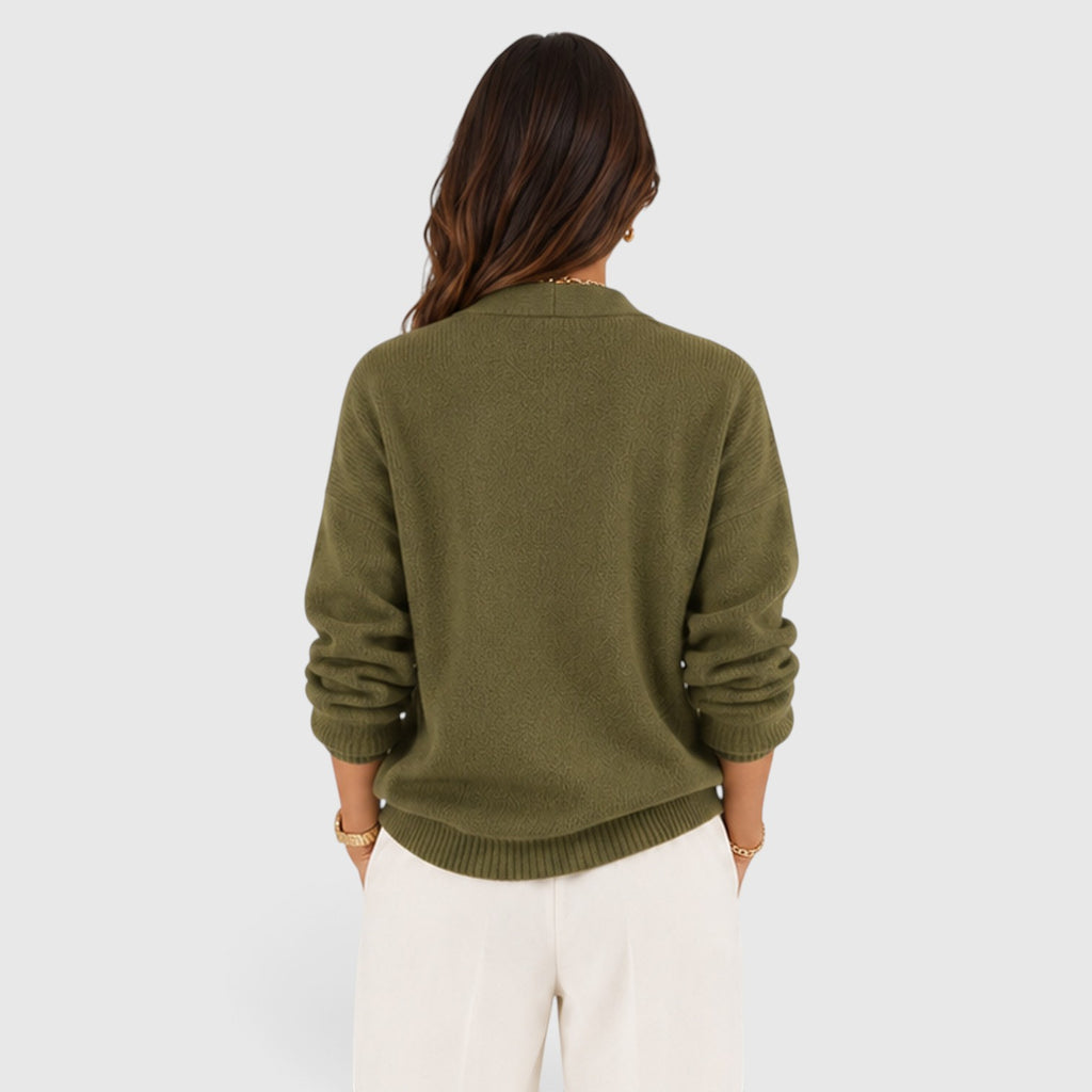 Monvaline | Women's Soft V-Neck Elegant Jumper for Everyday Wear