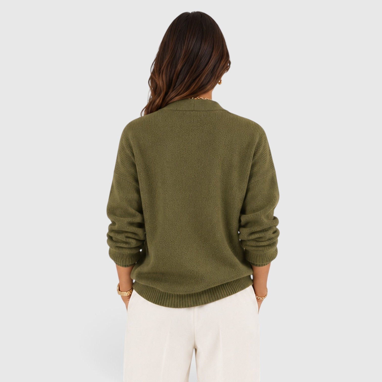 Monvaline | Women's Soft V-Neck Elegant Jumper for Everyday Wear