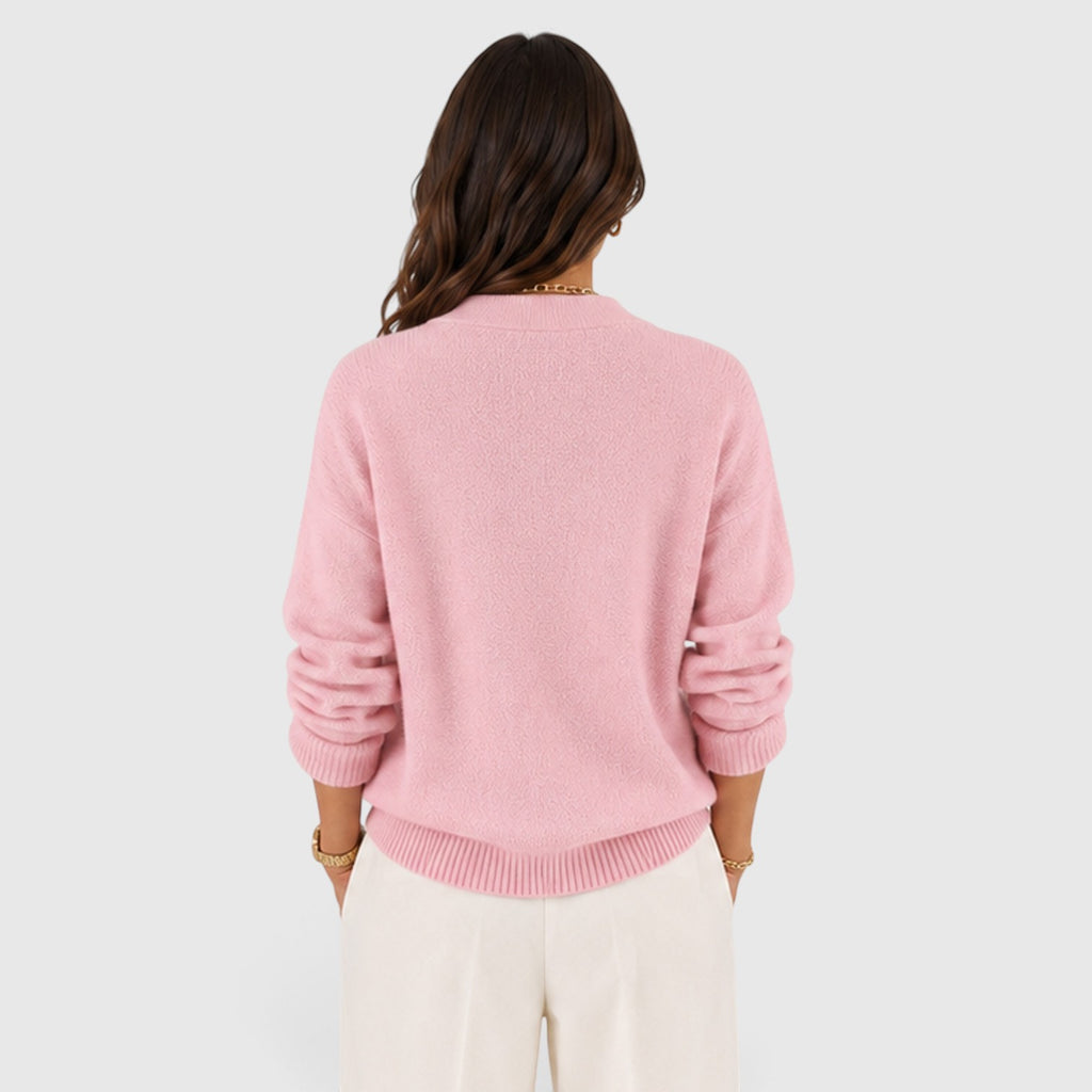 Monvaline | Women's Soft V-Neck Elegant Jumper for Everyday Wear