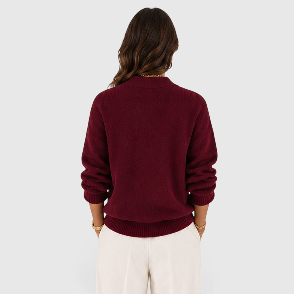 Monvaline | Women's Soft V-Neck Elegant Jumper for Everyday Wear