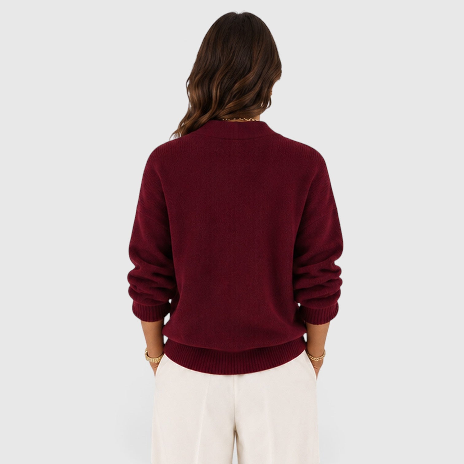 Monvaline | Women's Soft V-Neck Elegant Jumper for Everyday Wear