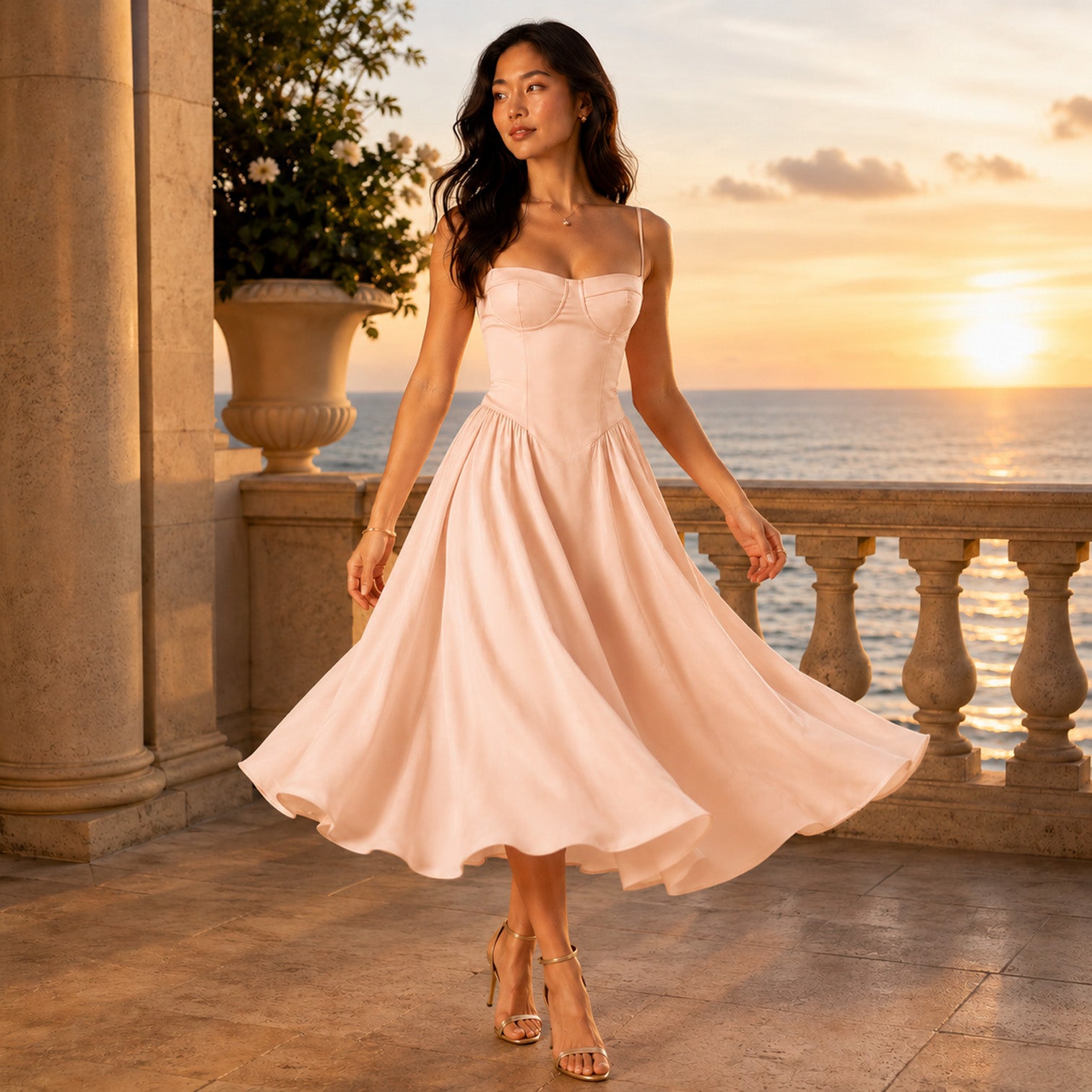 Monvaline | Women's Spaghetti Strap Dress for Summer Evening Events