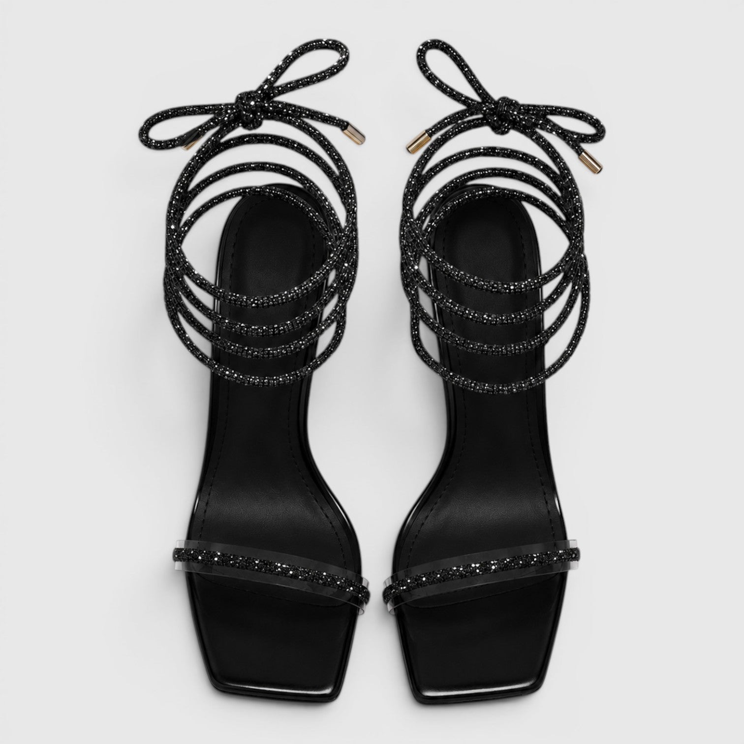 Monvaline | Women's Strappy Stiletto Sandals Square Toe Evening Heels
