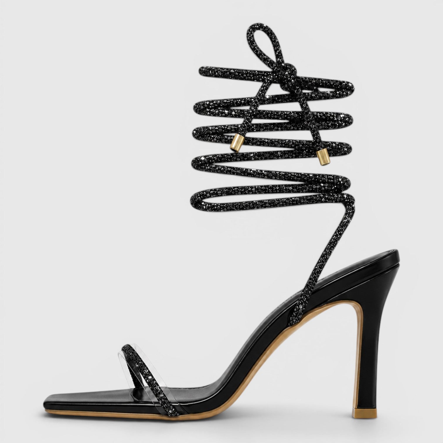 Monvaline | Women's Strappy Stiletto Sandals Square Toe Evening Heels